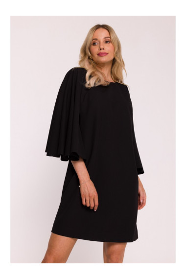S426 Mini dress with batwing sleeves - black