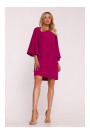 S426 Mini dress with batwing sleeves - plum