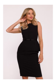 S427 Peplum dress - black