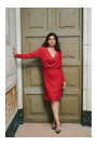 S428 Cowl neckline dress - red