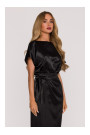 M887 Wrap style satin dress - black