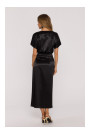 M887 Wrap style satin dress - black