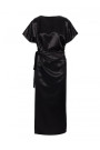 M887 Wrap style satin dress - black