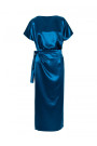 M887 Wrap style satin dress - ocean blue