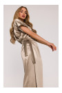 M887 Wrap style satin dress - gold