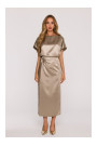 M887 Wrap style satin dress - gold