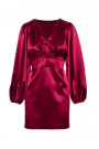 M888 Satin puff sleeve mini dress - maroon
