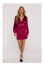 M888 Satin puff sleeve mini dress - maroon