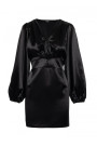 M888 Satin puff sleeve mini dress - black