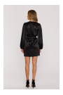 M888 Satin puff sleeve mini dress - black