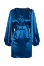 M888 Satin puff sleeve mini dress - ocean blue