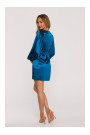 M888 Satin puff sleeve mini dress - ocean blue