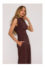 M890 Co-ord set with ruched top and wide leg trousers - brown