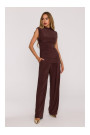 M890 Co-ord set with ruched top and wide leg trousers - brown