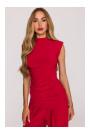 M890 Co-ord set with ruched top and wide leg trousers - red