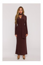 M891 Ruched dress with a sash - brown