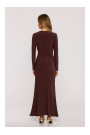 M891 Ruched dress with a sash - brown