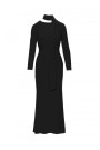 M891 Ruched dress with a sash - black