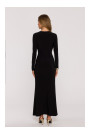 M891 Ruched dress with a sash - black