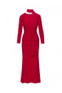 M891 Ruched dress with a sash - red