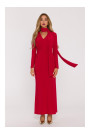 M891 Ruched dress with a sash - red
