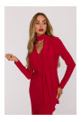 M891 Ruched dress with a sash - red