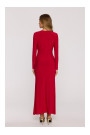 M891 Ruched dress with a sash - red