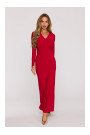 M891 Ruched dress with a sash - red