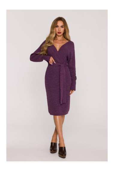 M810 Sweater dress with V-neck - heather