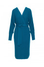 M810 Sweater dress with V-neck - ocean blue
