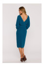M810 Sweater dress with V-neck - ocean blue