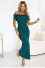  644-1 Jutekliska midi kleita ar loku dekoltē - pudeles zaļa krāsā 