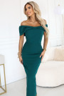  644-1 Jutekliska midi kleita ar loku dekoltē - pudeles zaļa krāsā 