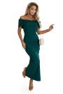  644-1 Jutekliska midi kleita ar loku dekoltē - pudeles zaļa krāsā 