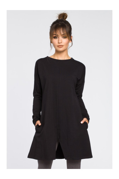 B042 Tunic with a front split - black