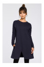 B042 Tunic with a front split - navy blue