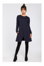 B042 Tunic with a front split - navy blue