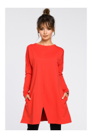 B042 Tunic with a front split - red