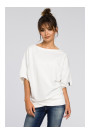 B048 Oversized blouse with a wrap detail - ecru