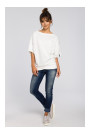 B048 Oversized blouse with a wrap detail - ecru