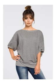 B048 Oversized blouse with a wrap detail - grey