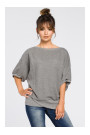 B048 Oversized blouse with a wrap detail - grey