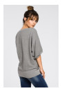 B048 Oversized blouse with a wrap detail - grey