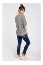 B048 Oversized blouse with a wrap detail - grey