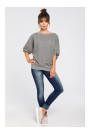 B048 Oversized blouse with a wrap detail - grey