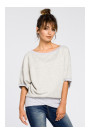 B048 Oversized blouse with a wrap detail - light grey