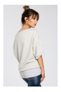 B048 Oversized blouse with a wrap detail - light grey