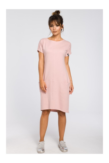B050 Midi dress with in-seam pockets - powder