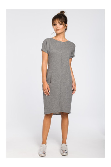 B050 Midi dress with in-seam pockets - grey