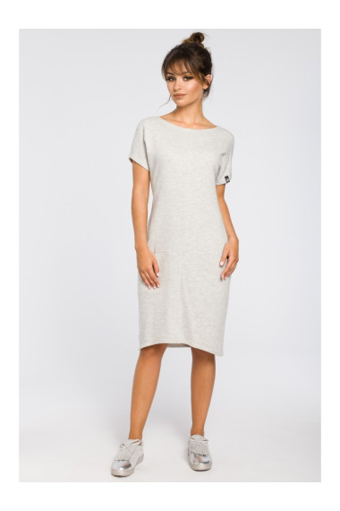B050 Midi dress with in-seam pockets - light grey